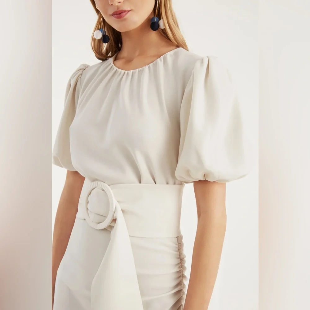 CAMILA DRESS - IVORY Crepe Ruched Mermaid Dress